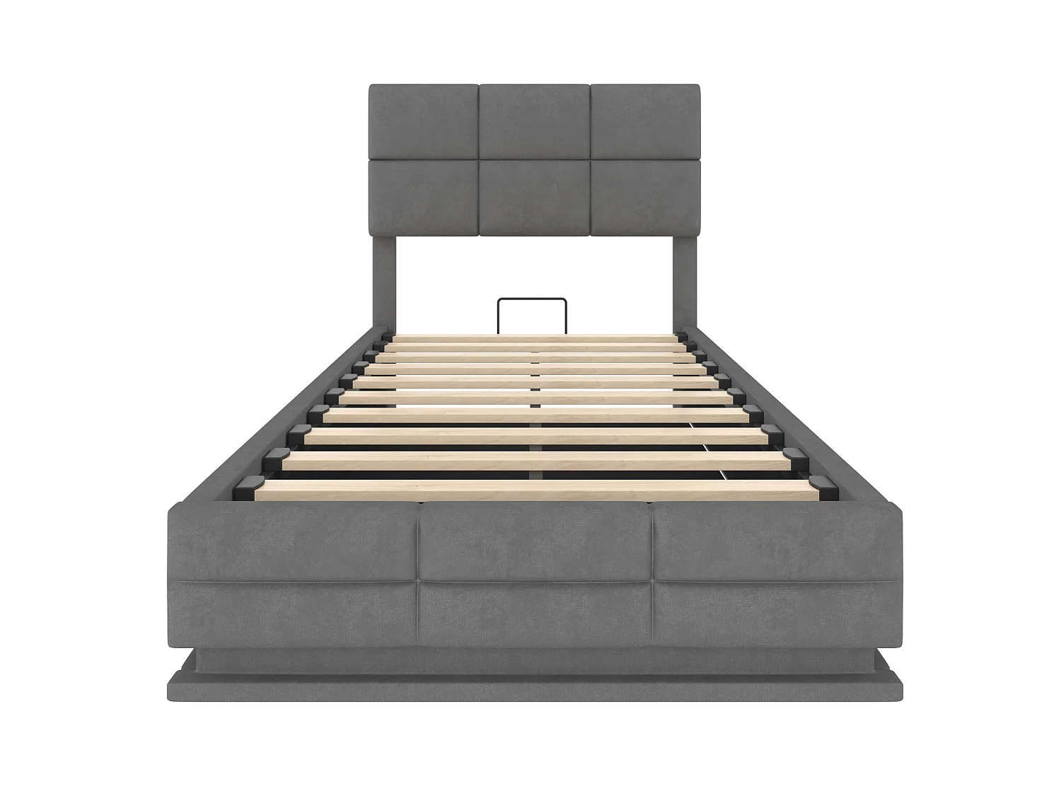 Bettkastenbett 90x200 cm, dunkelgraues Velours, verstellbares LED-Kopfteil, USB-Anschlüsse, ohne Matratze
