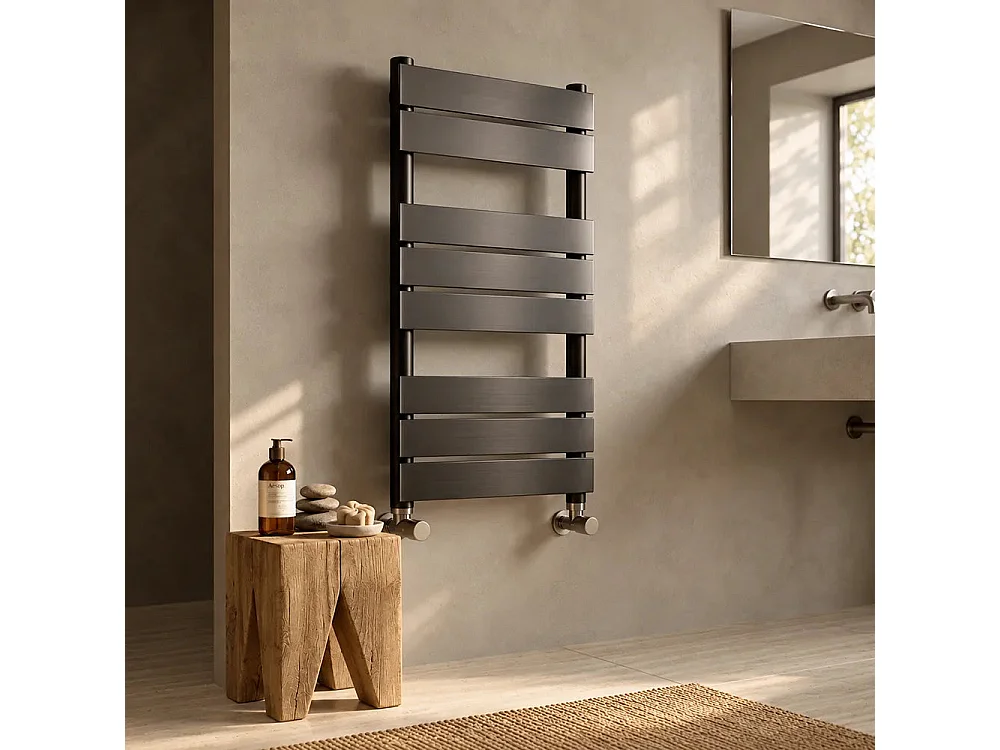 Tempo Style - Heated Towel Rail 800x500mm | 277W | Designer Radiator 994 BTU, 8 Elements (2+3+3) - Gunmetal