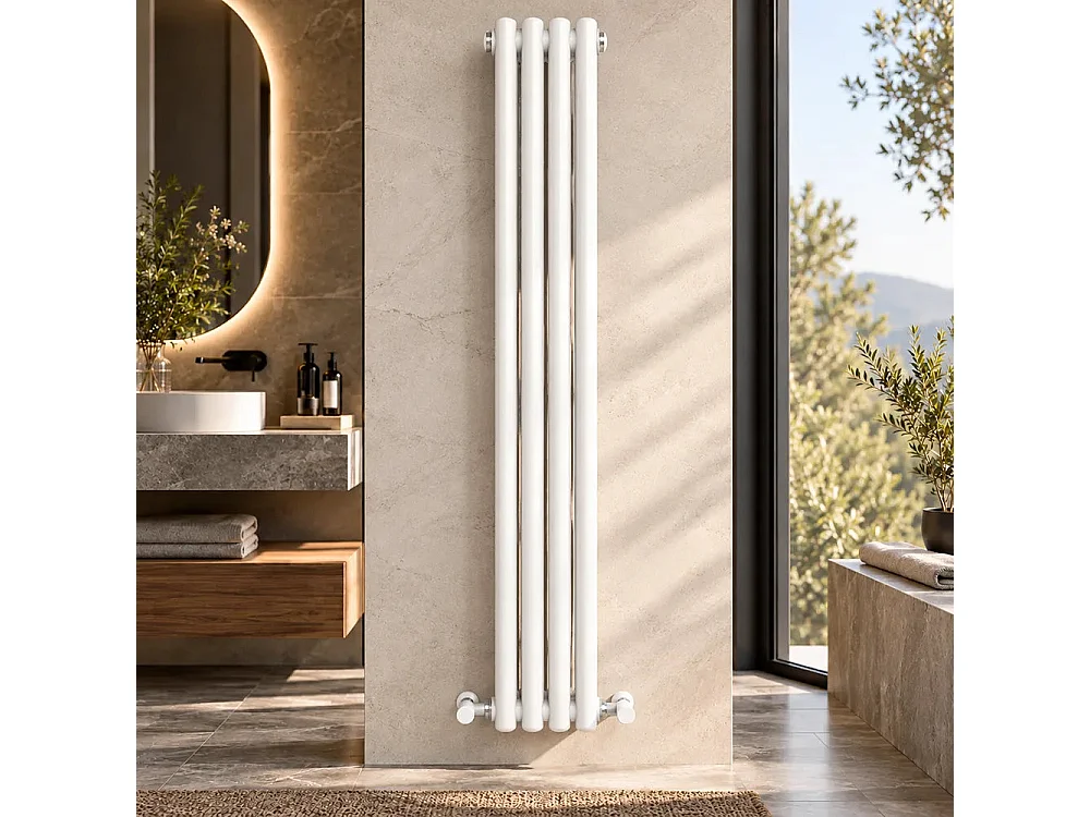 Tempo Style - Radiateur vertical 1800 x 198 mm | 639 W | Radiateur décoratif 2318 BTU à 4 éléments - Blanc
