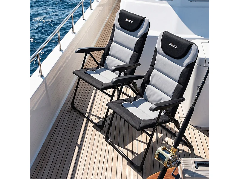 Lot de 2 chaises de camping pliantes en aluminium avec tissu Oxford, 5 positions