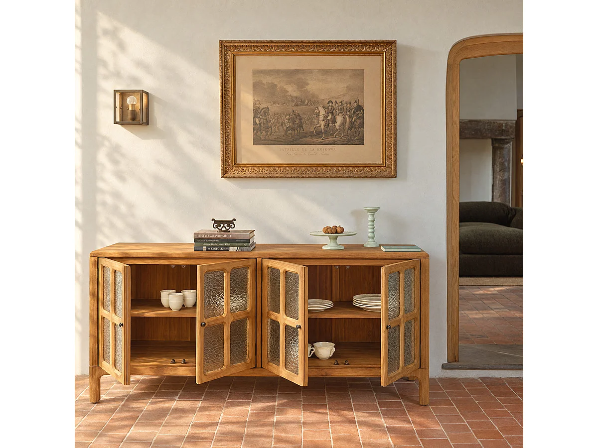 Credenza a 4 ante in legno massello riciclato naturale L180