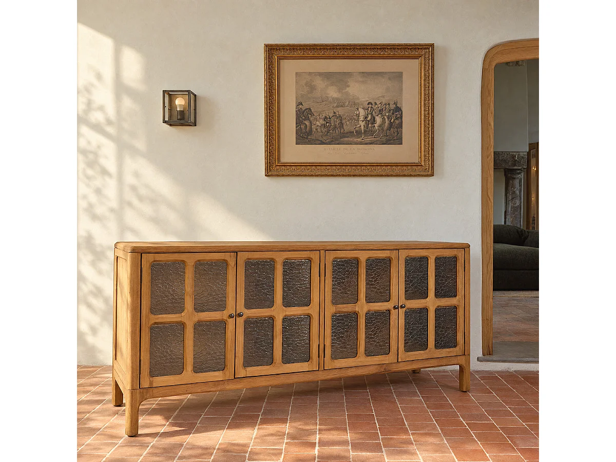 Credenza a 4 ante in legno massello riciclato naturale L180