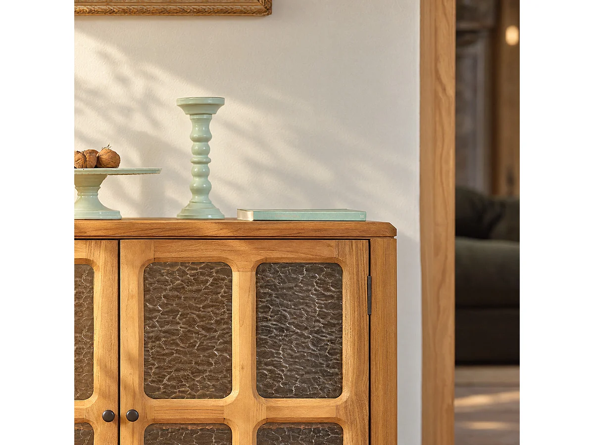 Credenza a 4 ante in legno massello riciclato naturale L180