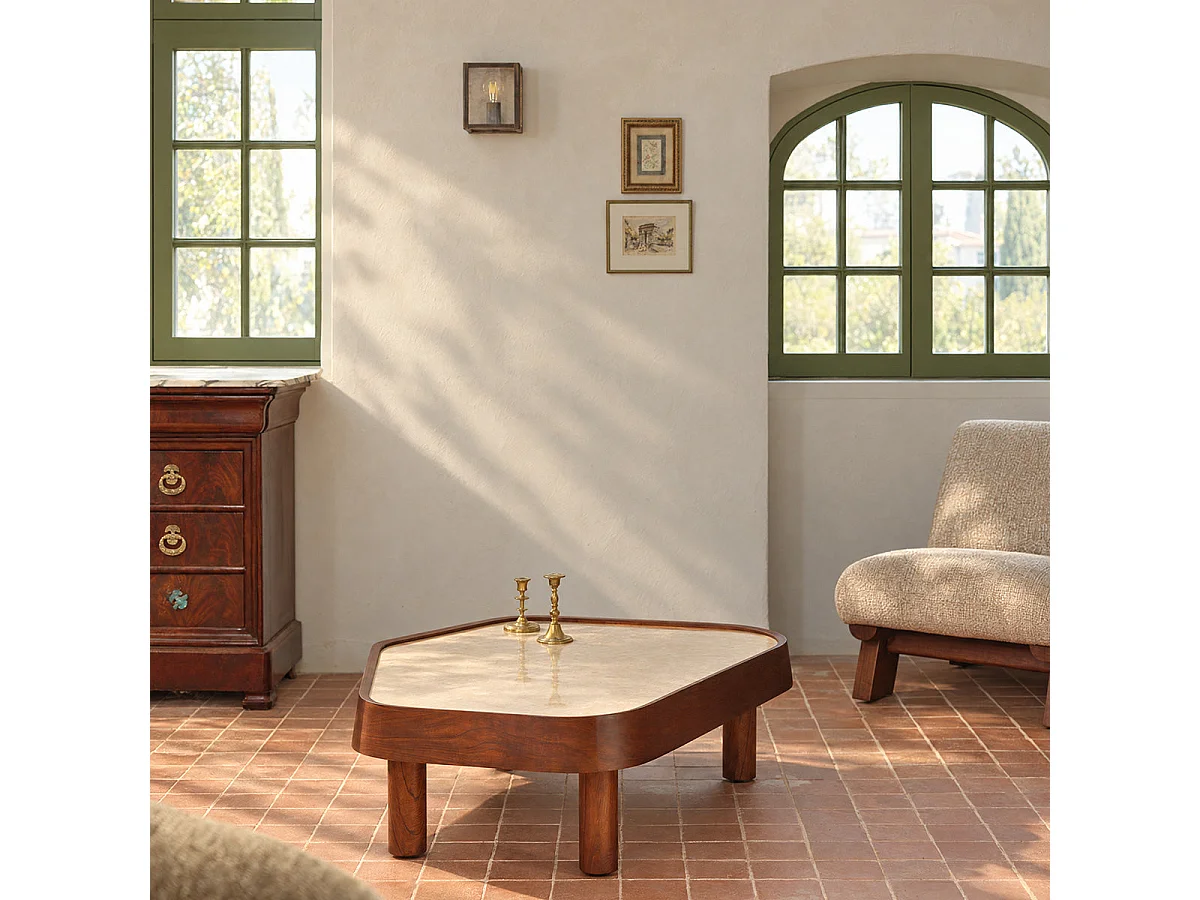 Table basse en mindi marron organique L115 SIMONE
