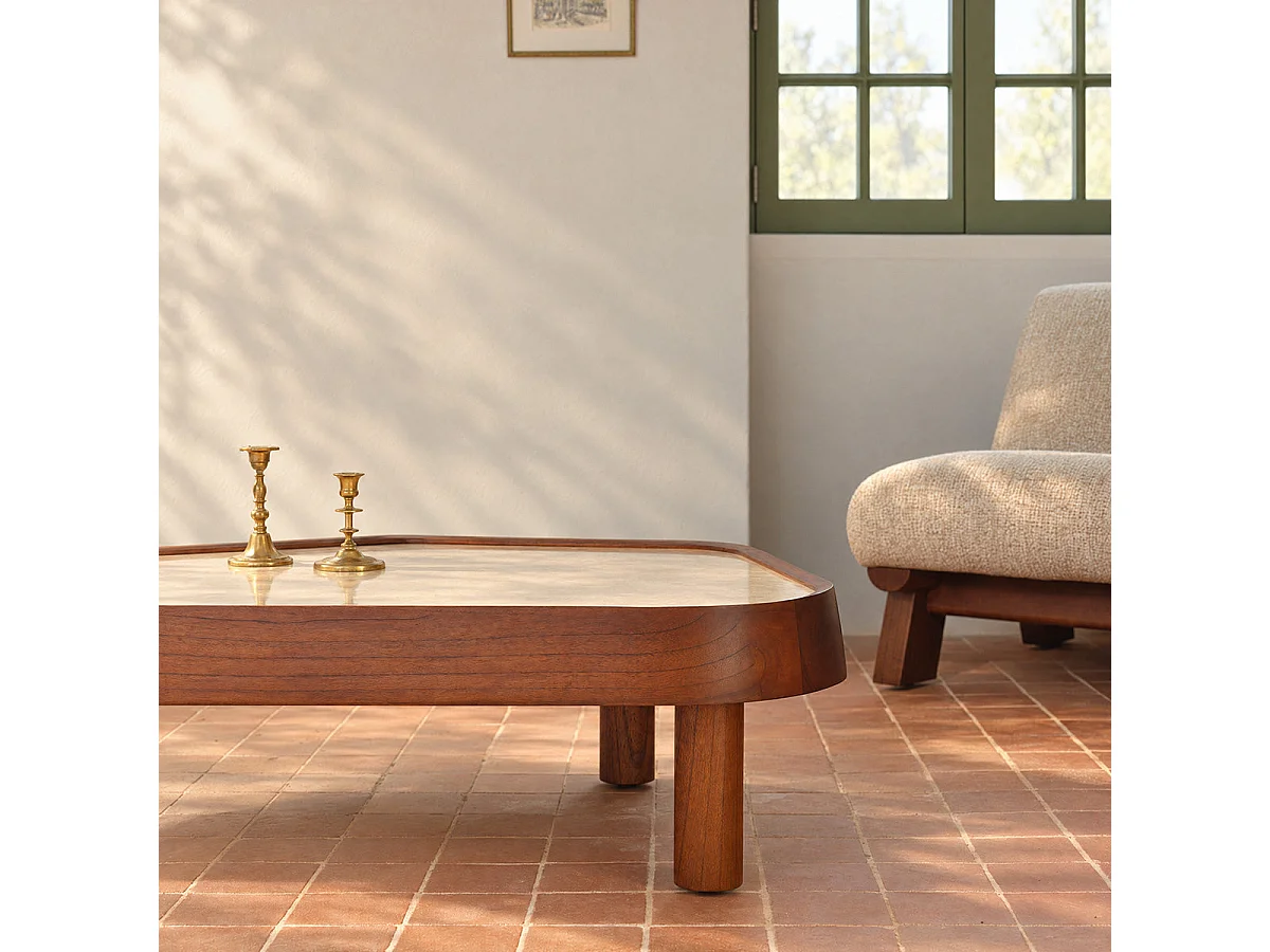 Table basse en mindi marron organique L115 SIMONE