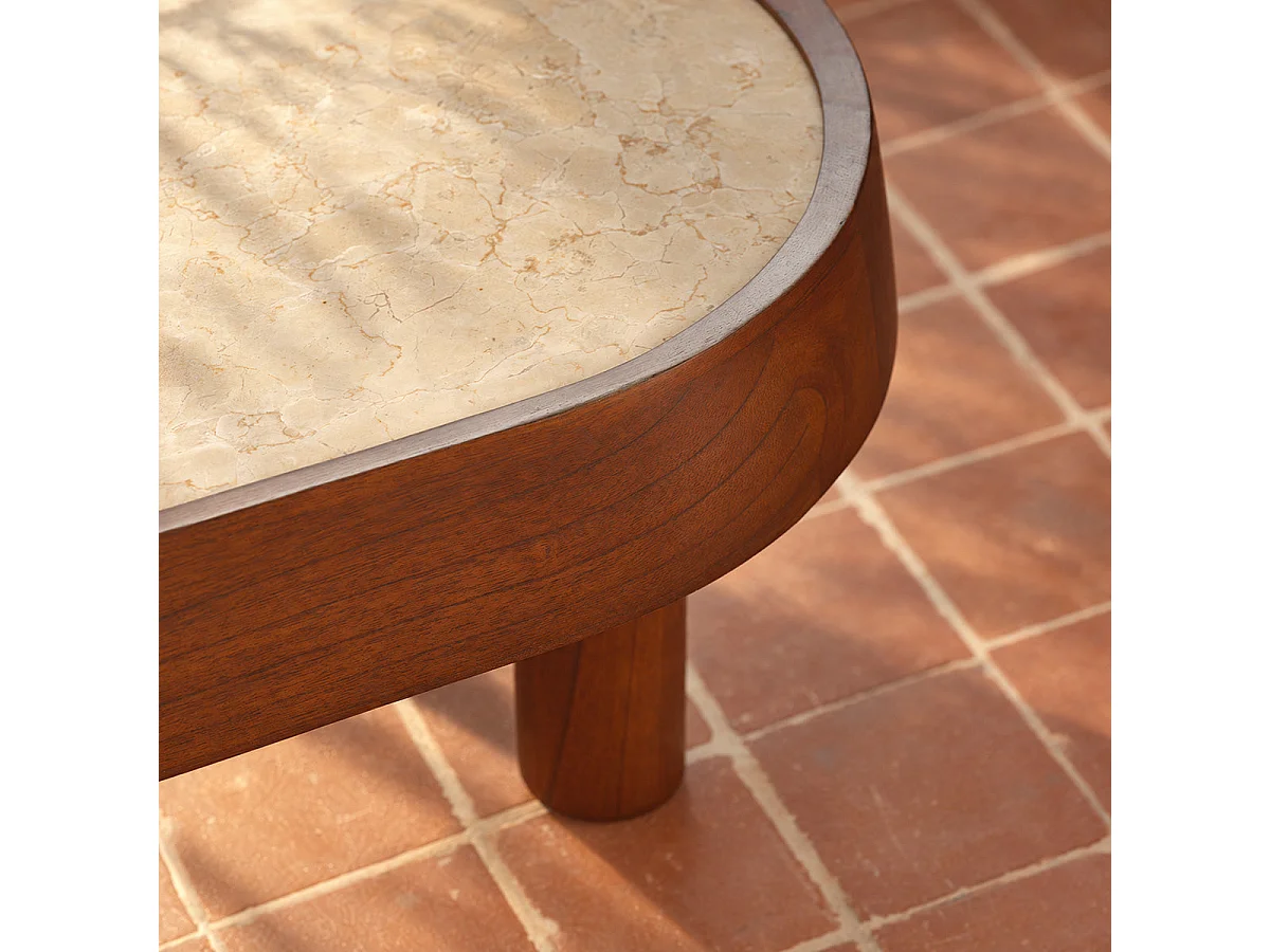 Table basse en mindi marron organique L115 SIMONE