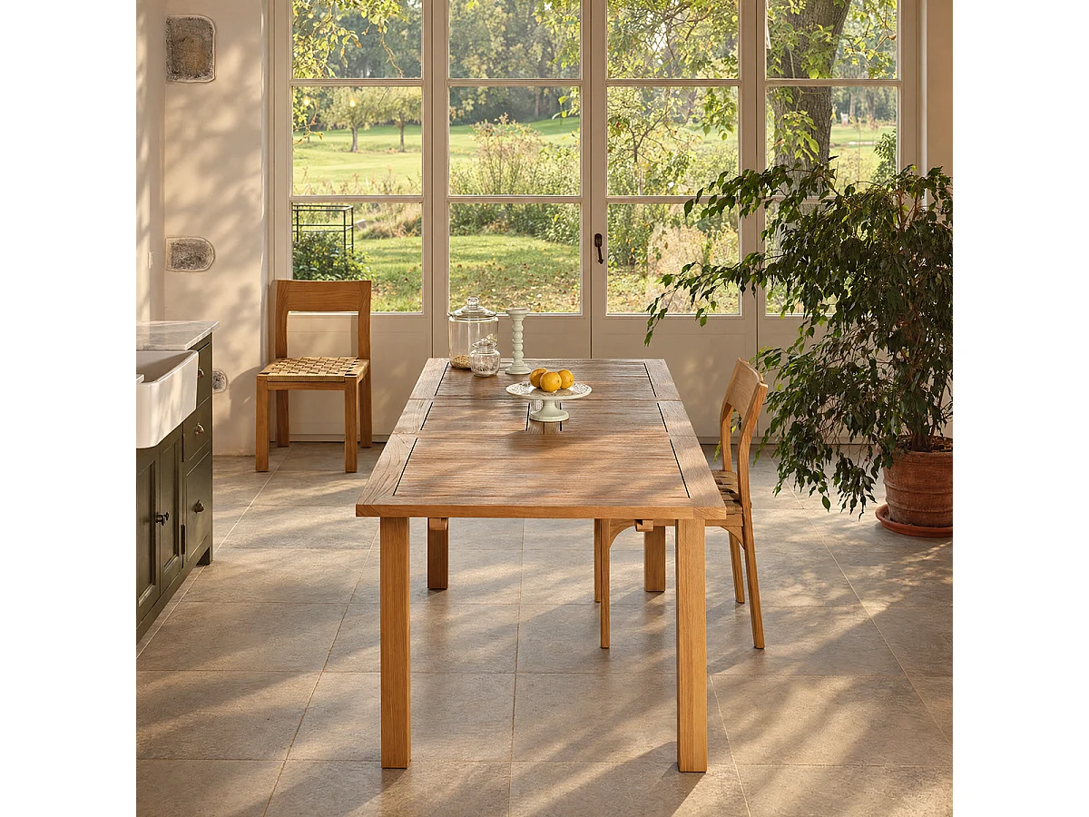 Table extensible en teck massif naturel rectangulaire 6 pers. L150 UZES