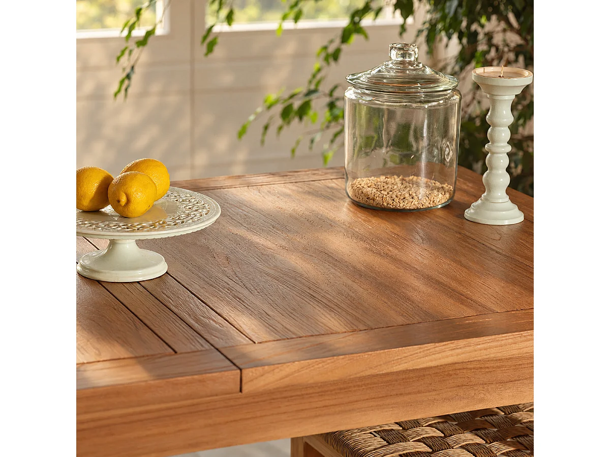 Table extensible en teck massif naturel rectangulaire 6 pers. L150 UZES