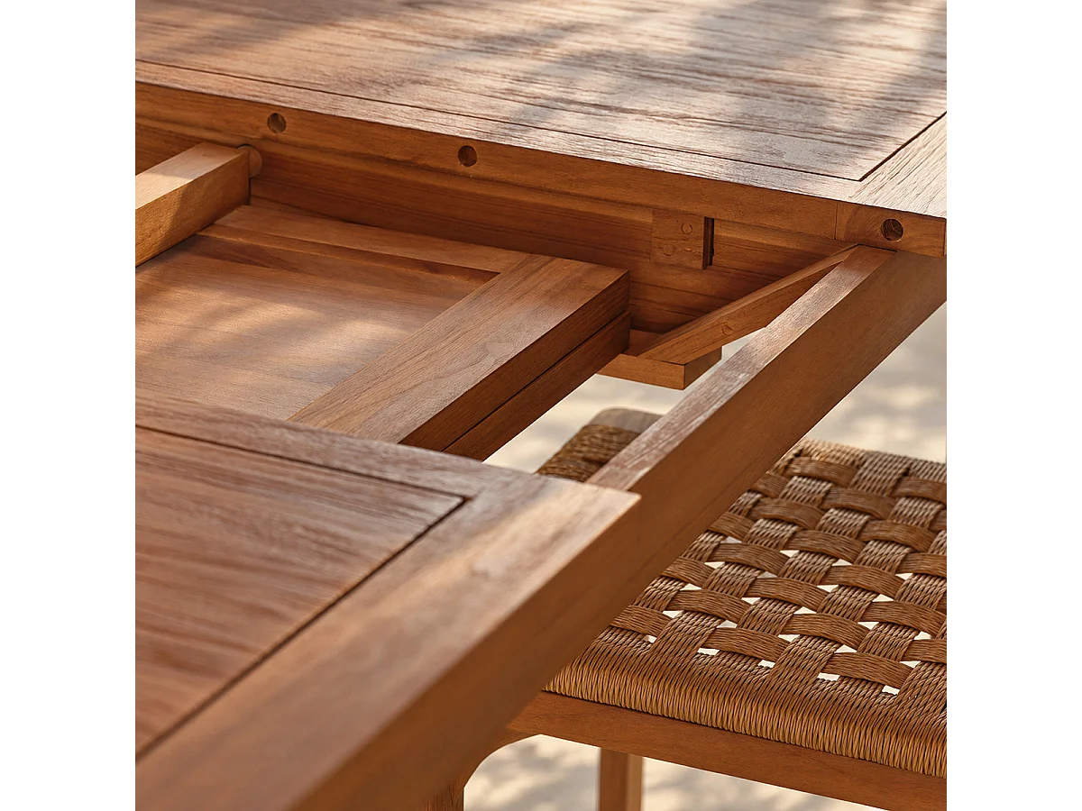 Table extensible en teck massif naturel rectangulaire 6 pers. L150 UZES