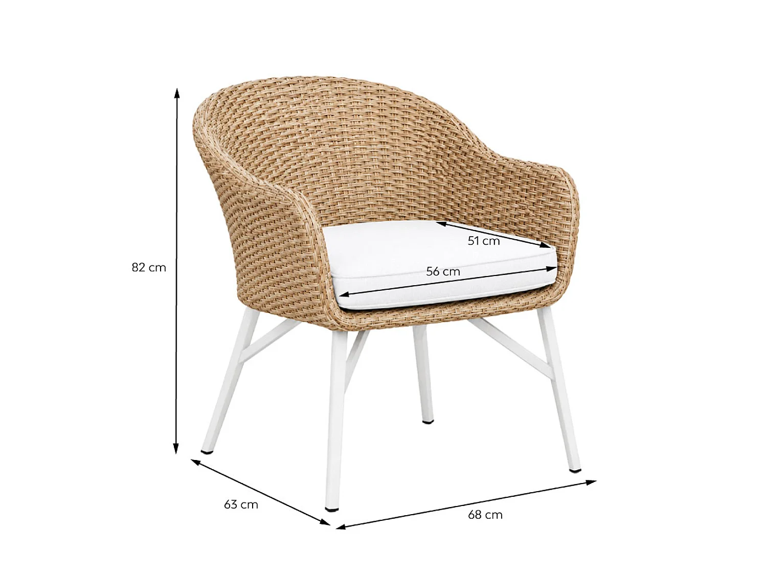 Lot de 2 fauteuils de jardin effet résine tressé blanc et bois CARCINA
