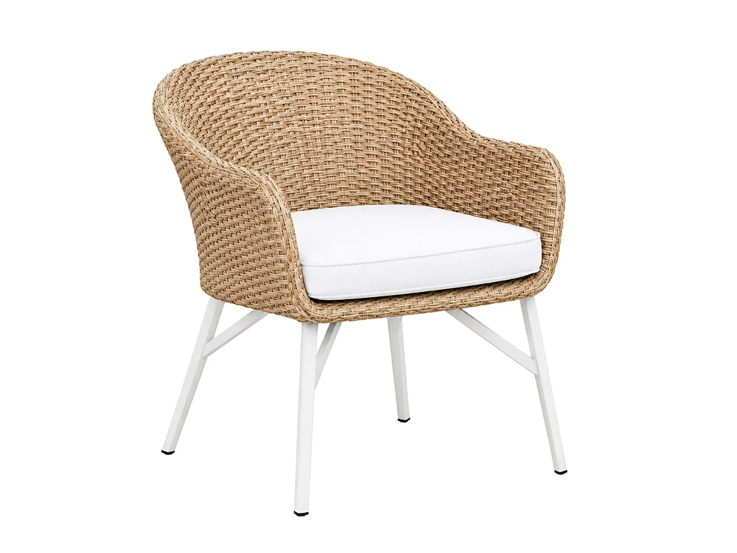 Lot de 2 fauteuils de jardin effet résine tressé blanc et bois CARCINA