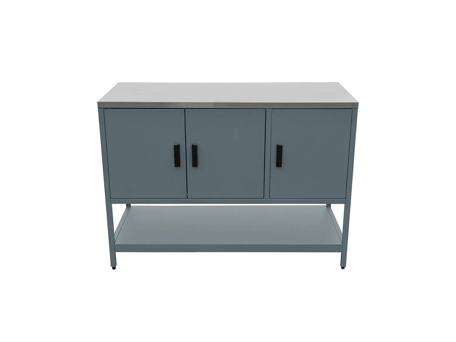 Cucina da esterno modulare in acciaio inossidabile, 3 moduli, Naxos, Blu grigio, 289x49x112.5 cm