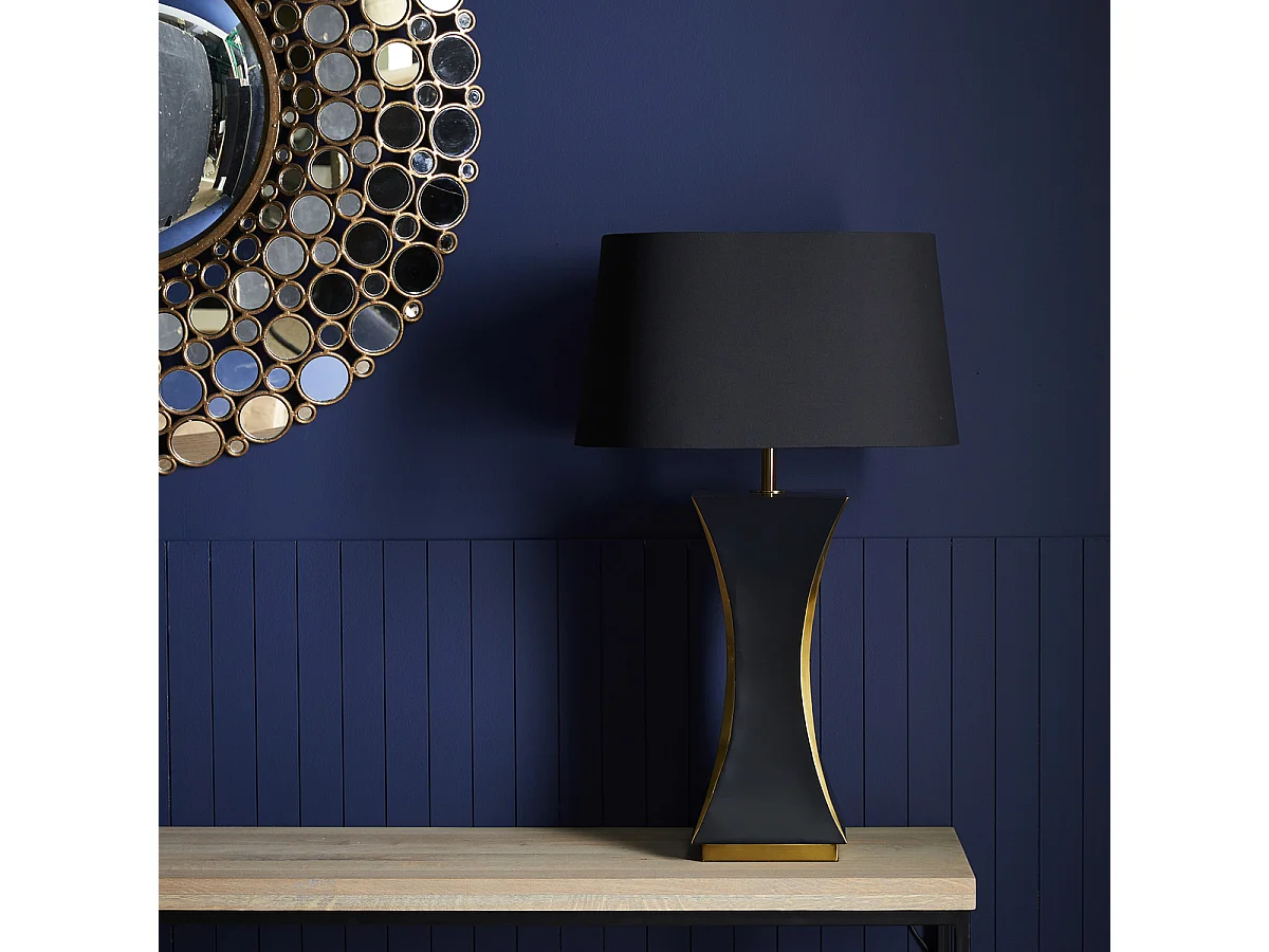 Zwarte en gouden metalen tafellamp, 62cm - VALERY Art Deco geïnspireerd