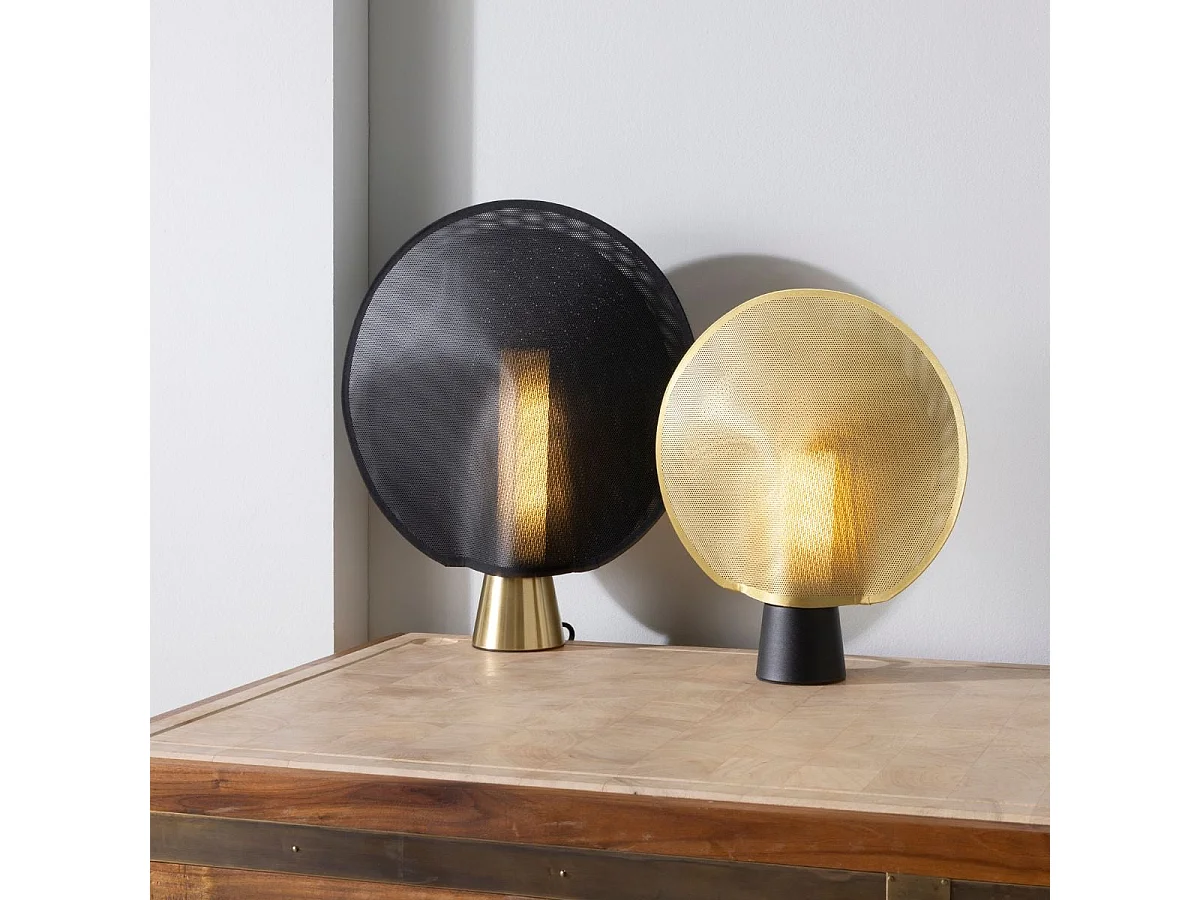 Zeitgenössische Mesh Lampe D.28cm in Gold & Schwarz oder Schwarz & Gold