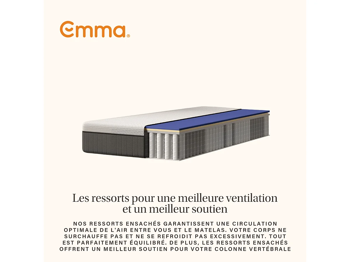 Pack Matelas Emma Original + 2 oreillers Adapt 140x200 - Édition 2025