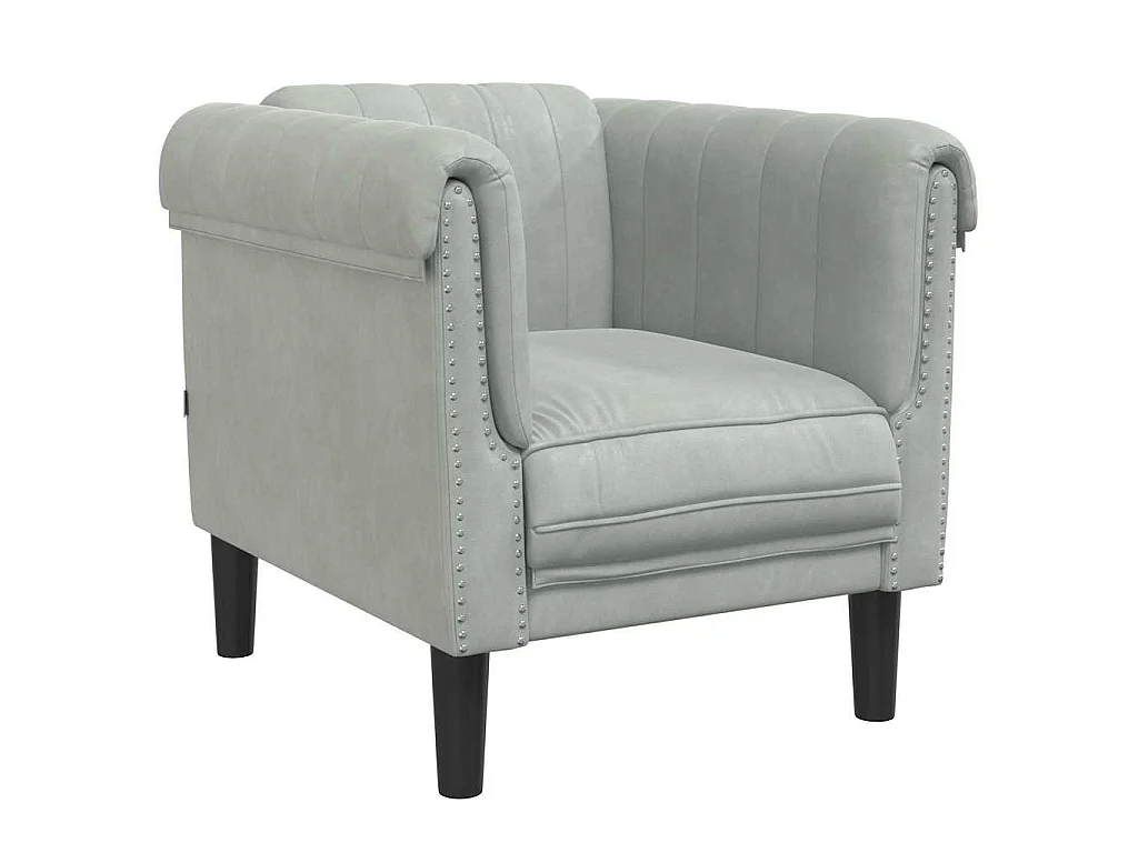 Fauteuil gris clair Velours