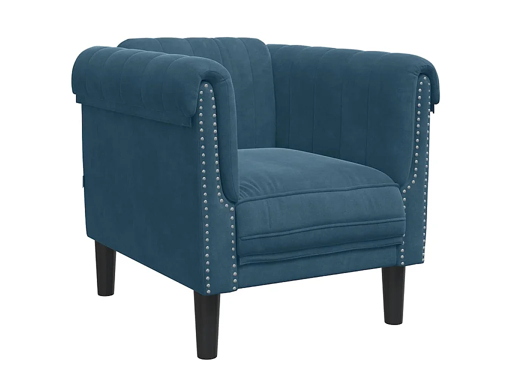 Blauer Samt-Sessel mit bequemer Polsterung und stabilen Beinen - Modernes Design