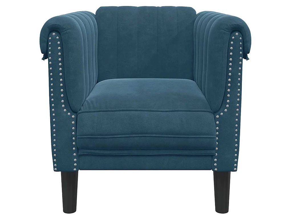 Blauer Samt-Sessel mit bequemer Polsterung und stabilen Beinen - Modernes Design
