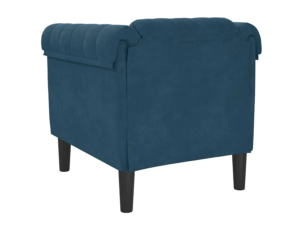 Blauer Samt-Sessel mit bequemer Polsterung und stabilen Beinen - Modernes Design