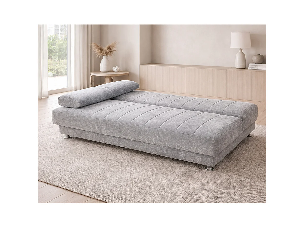 Canapé convertible clic-clac avec coffre de rangement et pieds métalliques - Longueur 190 x Profondeur 89 x Hauteur 85 cm