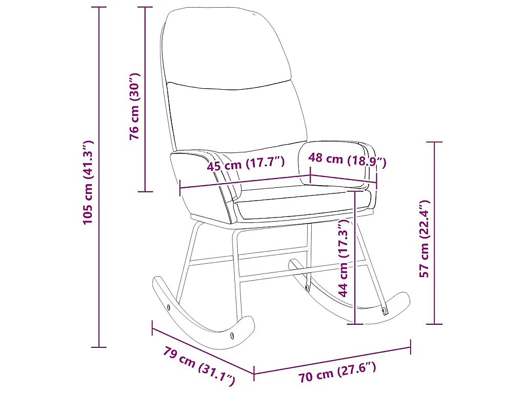 Schaukelstuhl Braun Samt
