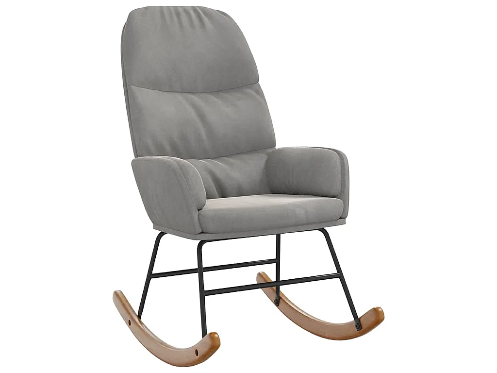 Fauteuil à bascule velours gris clair