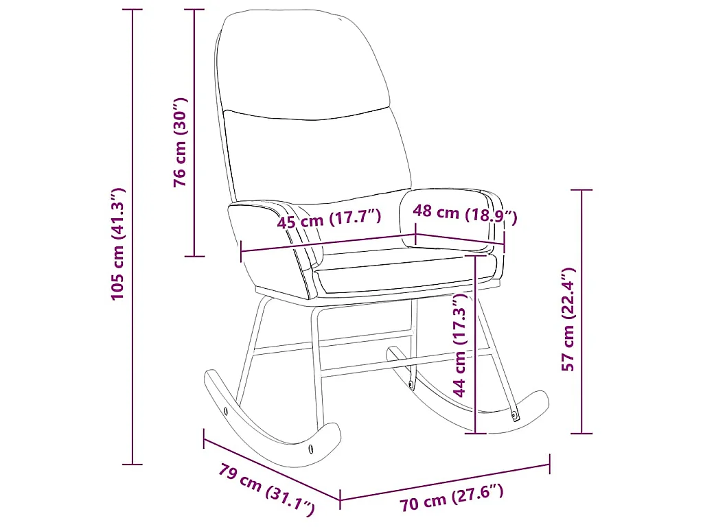 Fauteuil à bascule velours gris clair