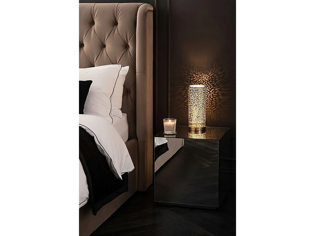 Moray Table Light - Brushed Brass, Laser-Cut Stainless Steel, Frosted Glass Diffuser
