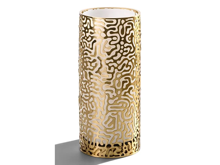 Moray Table Light - Brushed Brass, Laser-Cut Stainless Steel, Frosted Glass Diffuser