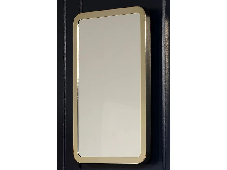 Champagne Standard Wall Mirror - Full-Length Polished Brass Frame, 1970s Curvaceous Design