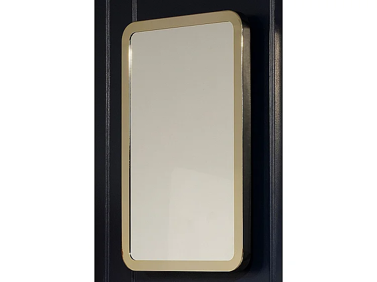 Champagne Standard Wall Mirror - Full-Length Polished Brass Frame, 1970s Curvaceous Design