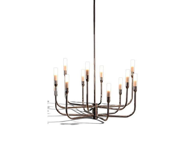 Gracia 12-Light Pendant Chrome, Stainless Steel with Frosted Glass