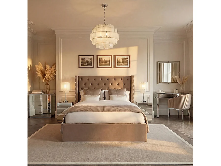 Veil Silver Chandelier - Five Tier Chrome Frame with Frosted Glass Shades