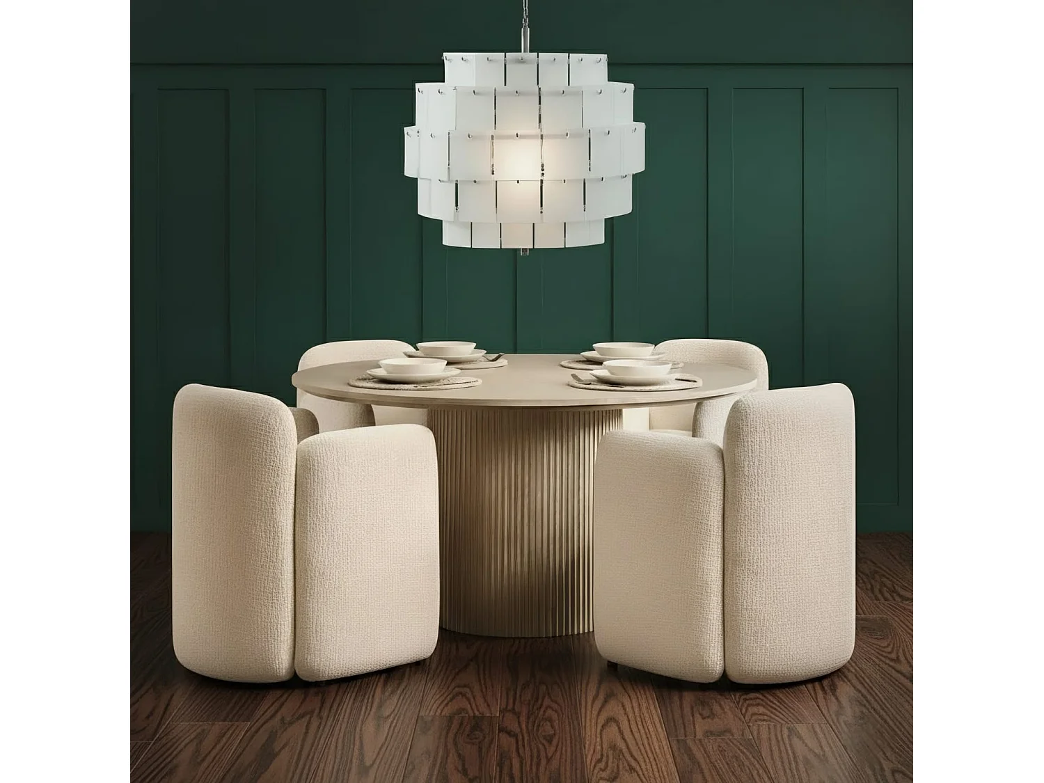 Veil Silver Chandelier - Five Tier Chrome Frame with Frosted Glass Shades