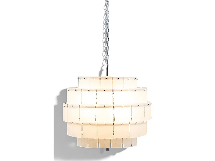 Veil Silver Chandelier - Five Tier Chrome Frame with Frosted Glass Shades