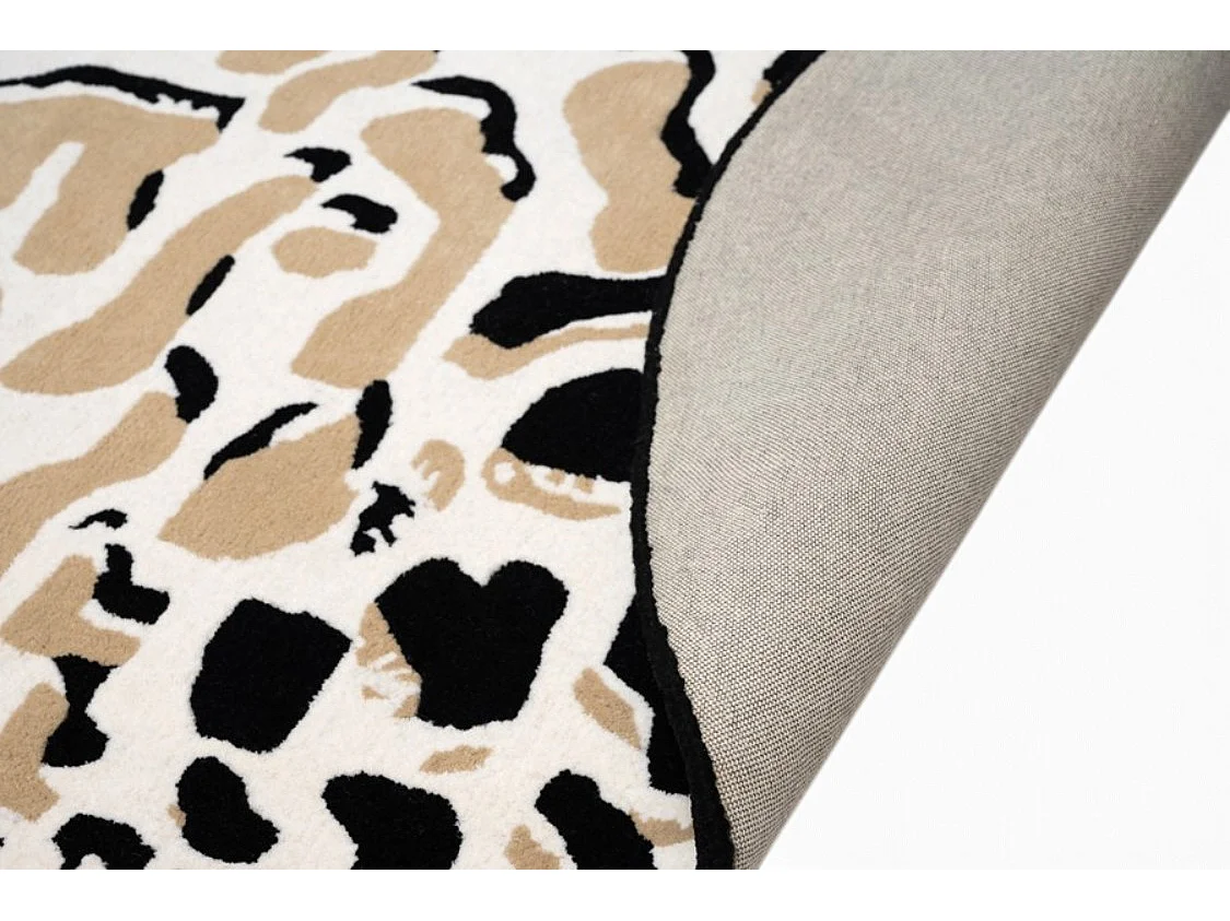 Imani Rug, Hand-Tufted 100% Wool, Organic Abstract Design in Neutral Tones with Black Highlight