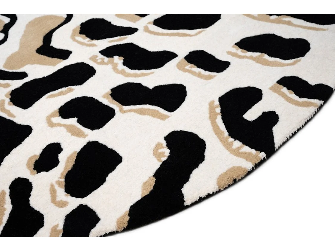 Imani Rug, Hand-Tufted 100% Wool, Organic Abstract Design in Neutral Tones with Black Highlight