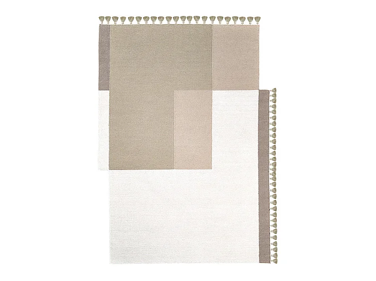 Drift Rug - Hand-woven 100% Wool Kilim, Colour Block Design with Tassels