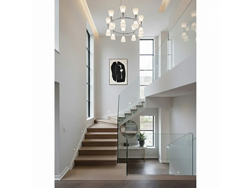 Camille Chandelier Chrome - Polished Chrome with Frosted Glass Diffusers, 18x E14 LEDs