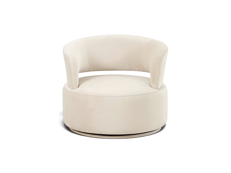 Carlton Velvet Swivel Armchair - Chalk, Sculptural Tub Club Chair