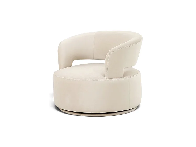 Carlton Velvet Swivel Armchair - Chalk, Sculptural Tub Club Chair