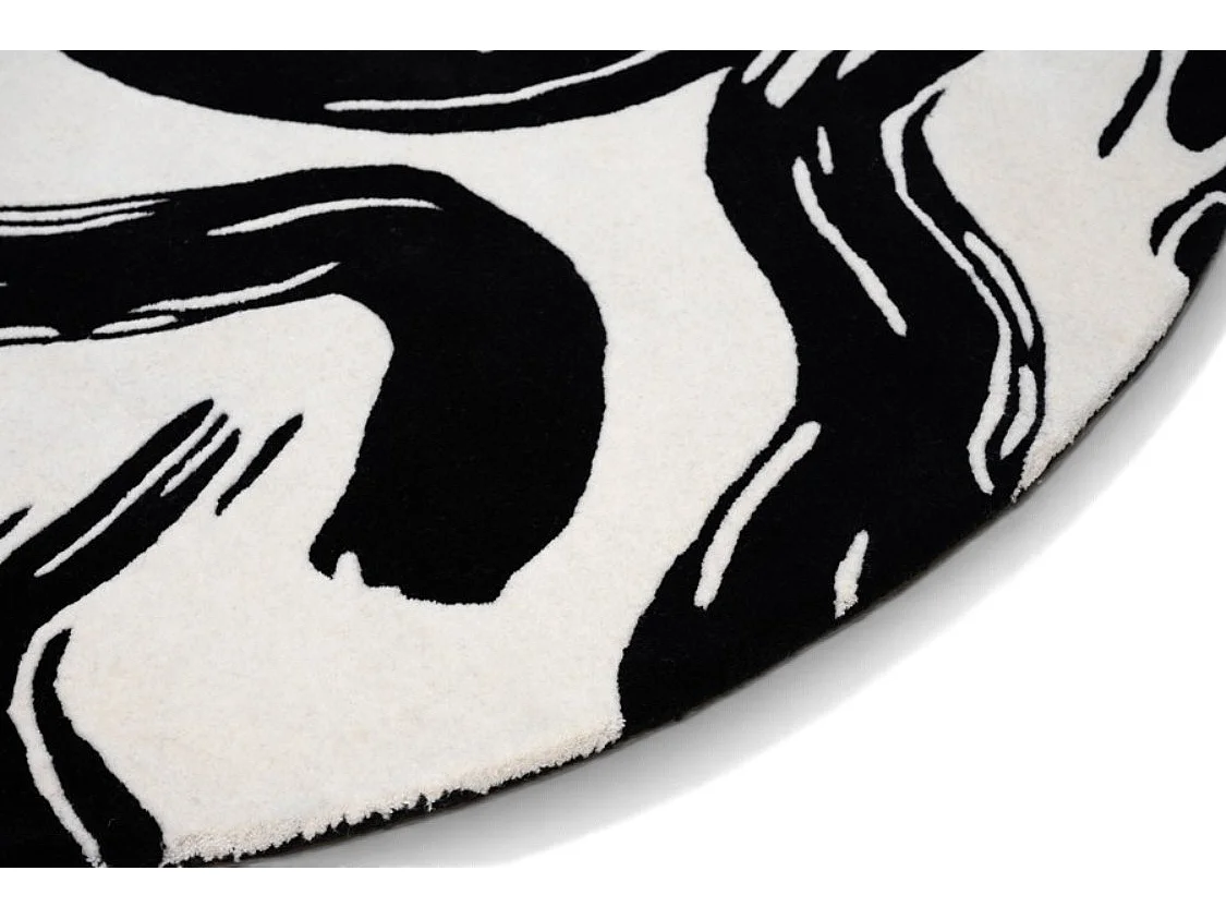 My Furniture Suki Rug - Hand-Tufted 100% Wool, Japanese Brush-Stroke Design, Muted Base