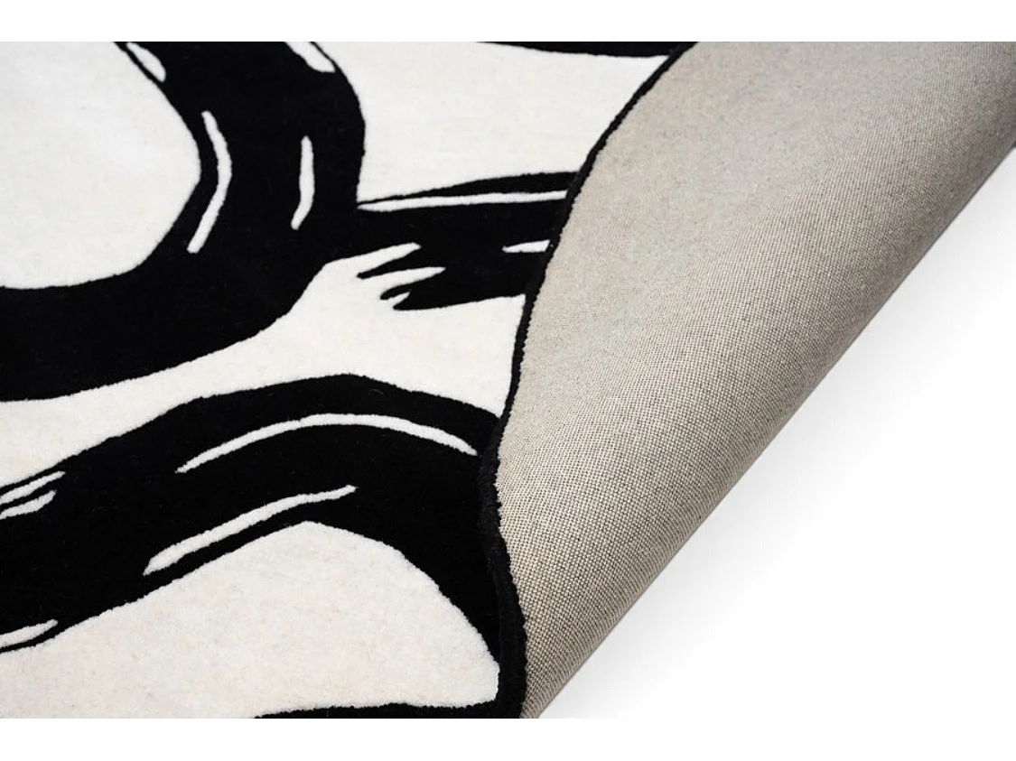 My Furniture Suki Rug - Hand-Tufted 100% Wool, Japanese Brush-Stroke Design, Muted Base