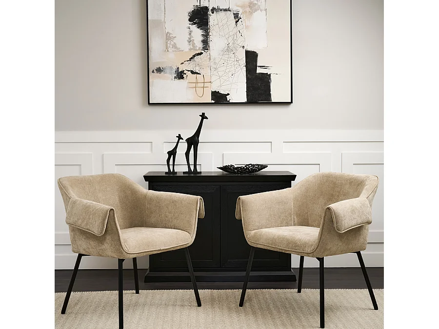 Alva Lounge Chair, Sable - Contemporary Folded-Arm Design, Washed Chenille