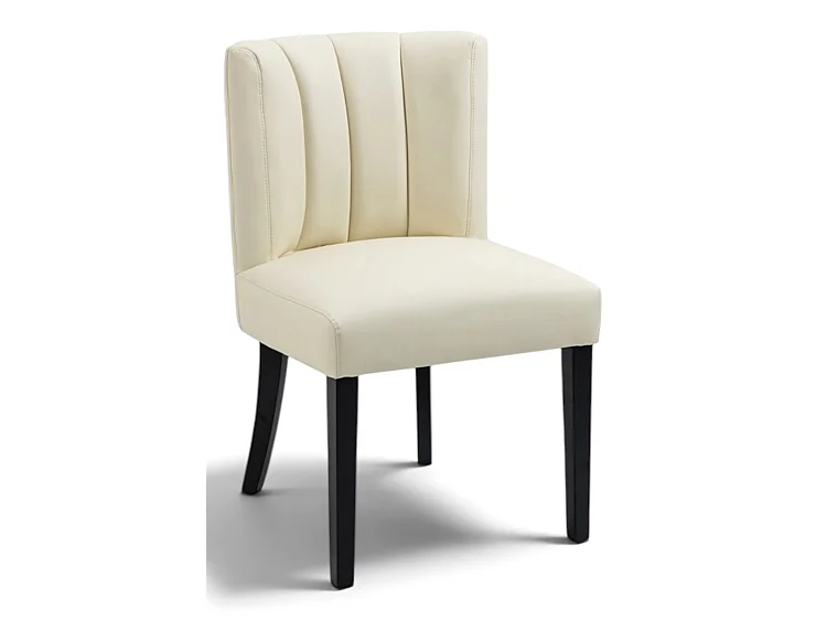 Rocco Black Rectangular Oak Dining Table with 6 Hatfield Cream Faux Leather Chairs