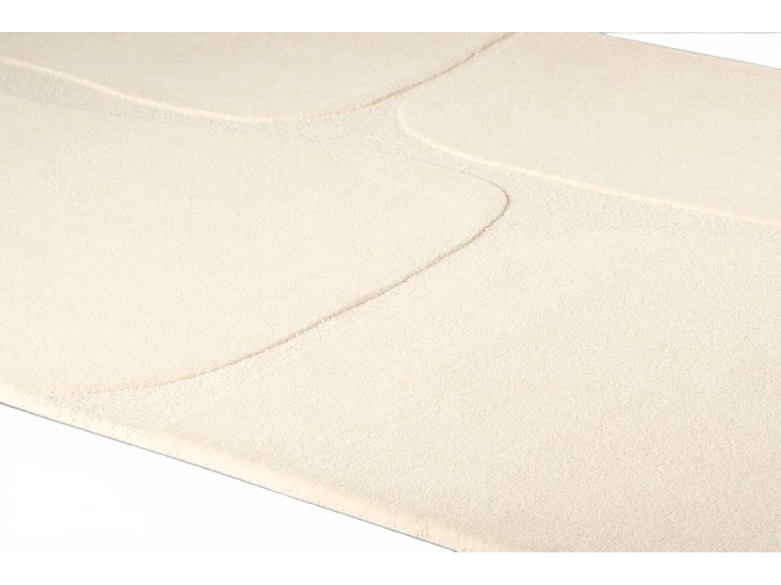 Congo Rug, Hand-Tufted 100% Wool High/Low Cut Loop Rug, Off-White 160 x 160 cm