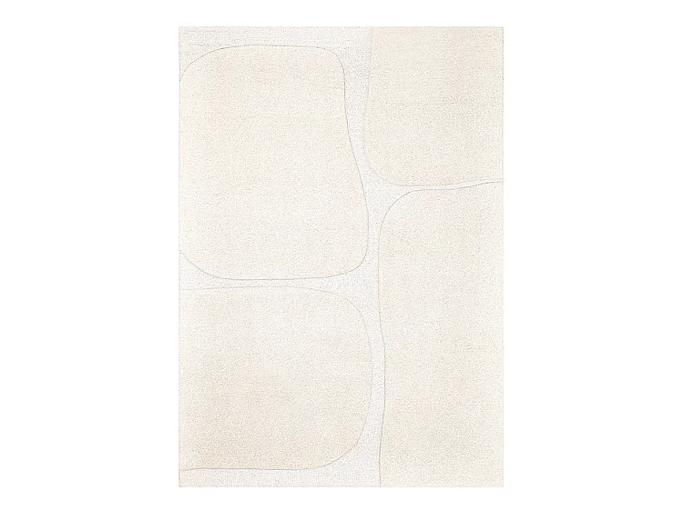 Congo Rug, Hand-Tufted 100% Wool High/Low Cut Loop Rug, Off-White 160 x 160 cm