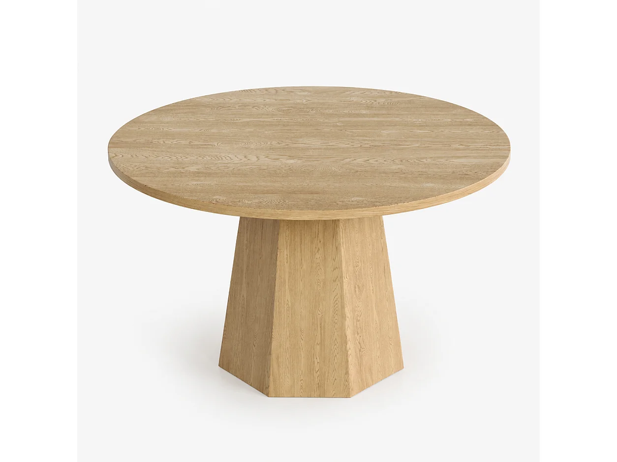 Table à manger ronde, 120 x 120 cm, adaptée pour 4 à 6 personnes, design classique, style scandinave minimaliste, couleur chêne