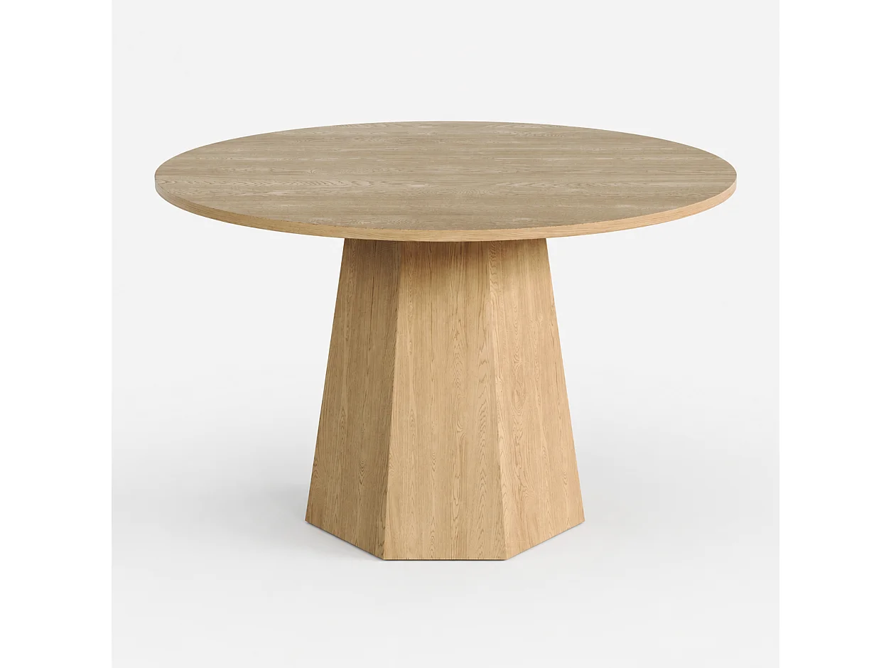 Table à manger ronde, 120 x 120 cm, adaptée pour 4 à 6 personnes, design classique, style scandinave minimaliste, couleur chêne