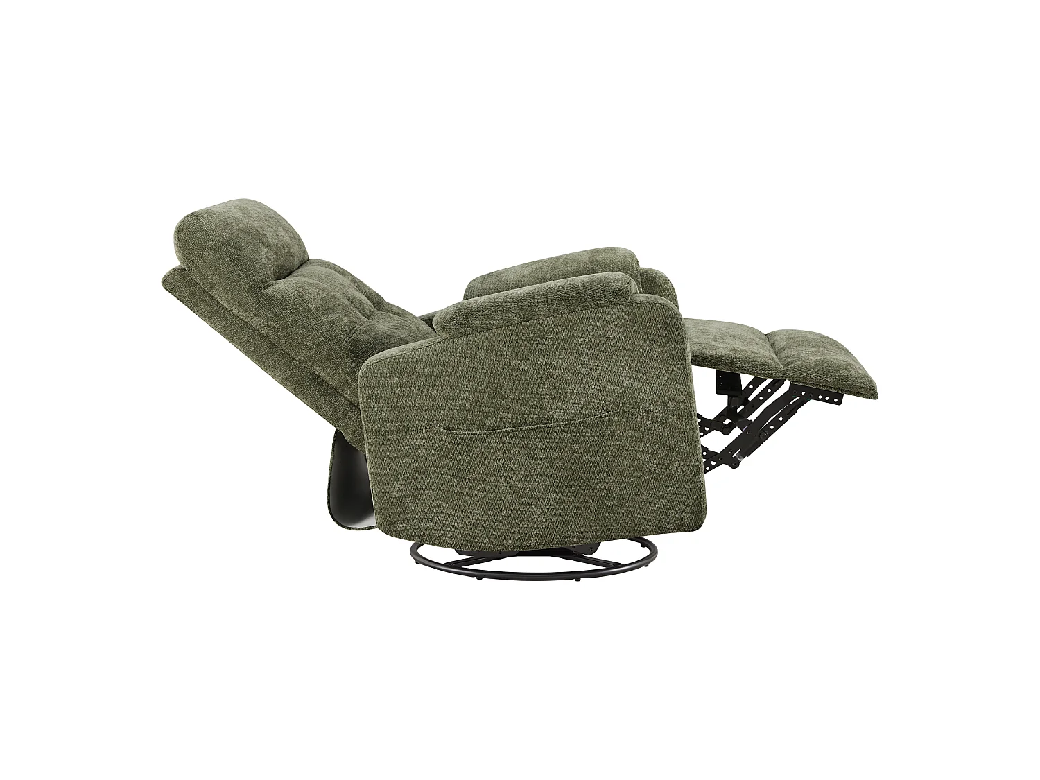 Fauteuil relax manuel en tissu  pivotant à 360° , avec tablette rabattable, double porte-gobelets et sac de rangemen,vert